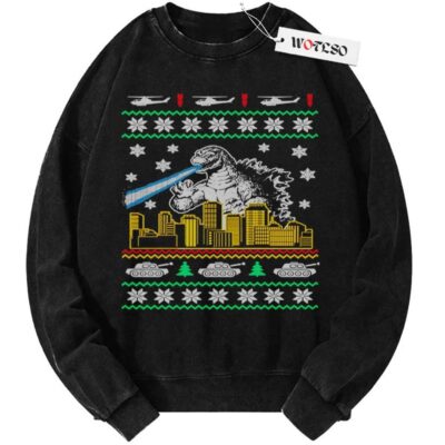 Sweater, Godzilla Sweater, Christmas Sweater, Vintage Sweater, Christmas Movie Christmas Sweater