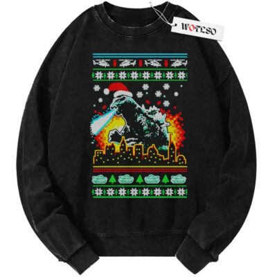 Sweater, Godzilla Sweater, Christmas Sweater, Vintage Sweater, Christmas Movie Christmas Sweater