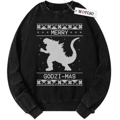 Sweater, Godzilla Sweater, Christmas Sweater, Vintage Sweater, Christmas Movie Christmas Sweater