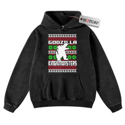 Hoodie, Godzilla Hoodie, Christmas Hoodie, Vintage Hoodie, Christmas Movie Christmas Hoodie