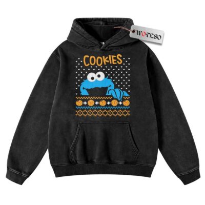 Cookie Monster Hoodie, Sesame Street Hoodie, Christmas Hoodie, Vintage Hoodie, Christmas Movie Christmas Hoodie