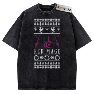 Final Fantasy XIV Red Mage Ugly Christmas Vintage Tee