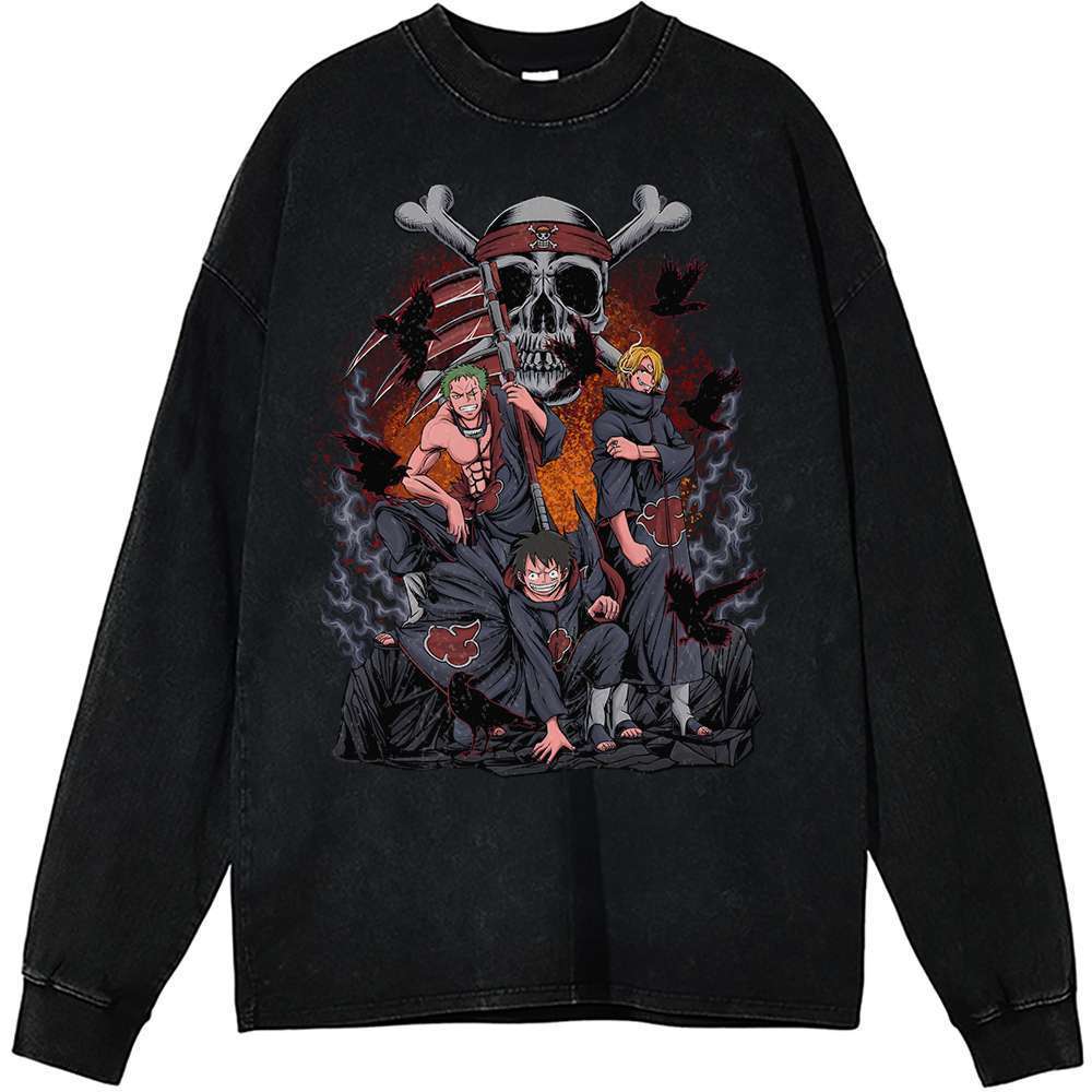 Akatsuki x One Piece Long Sleeve, Naruto Long Sleeve, Anime Long Sleeve, Vintage Long Sleeve Tee