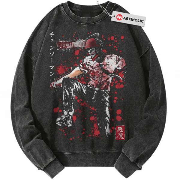 Denji Sweatshirt, Chainsaw Man Sweatshirt, Anime Sweatshirt, Vintage Sweater