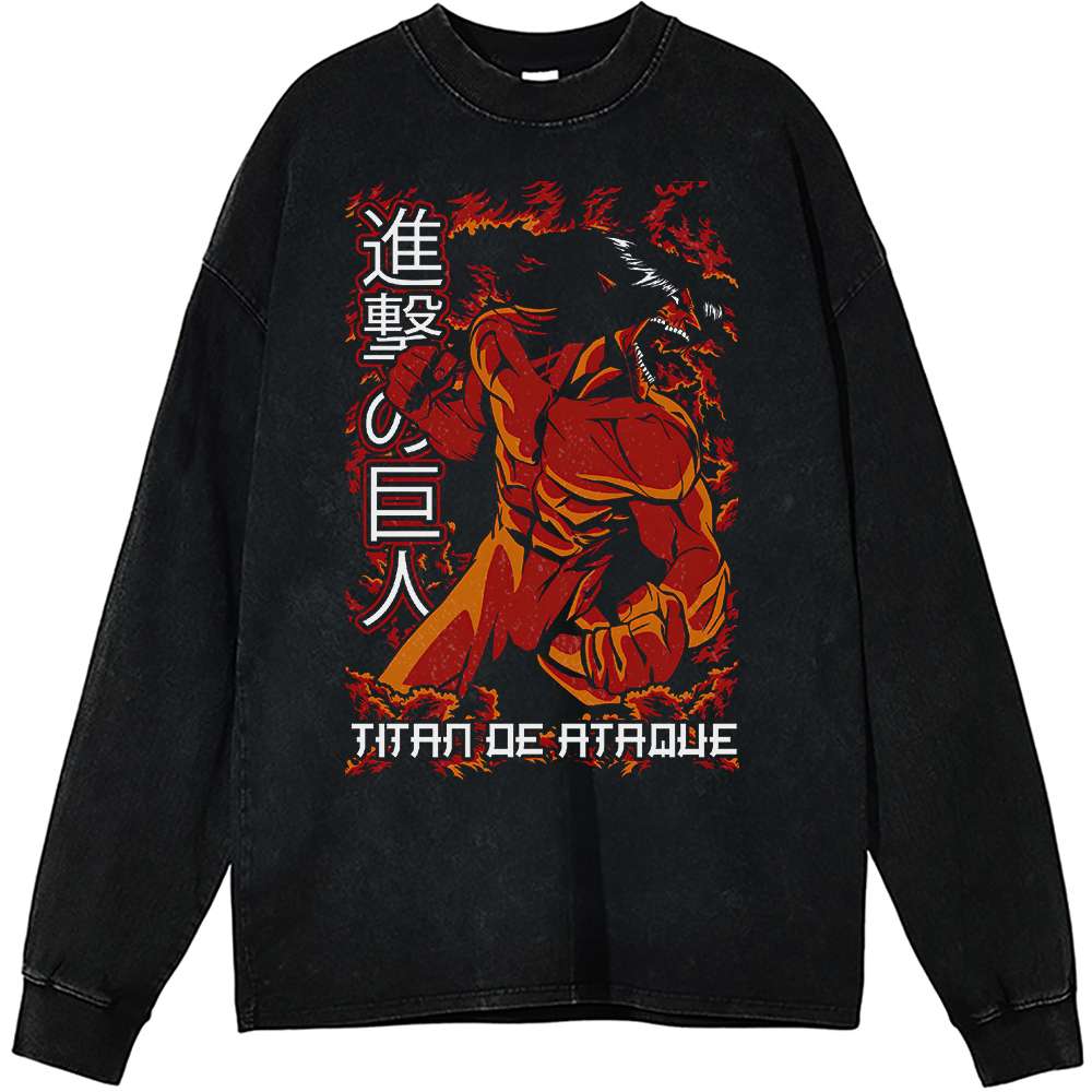 Eren Yeager Long Sleeve, Attack On Titan Long Sleeve, Anime Long Sleeve, Vintage Long Sleeve Tee