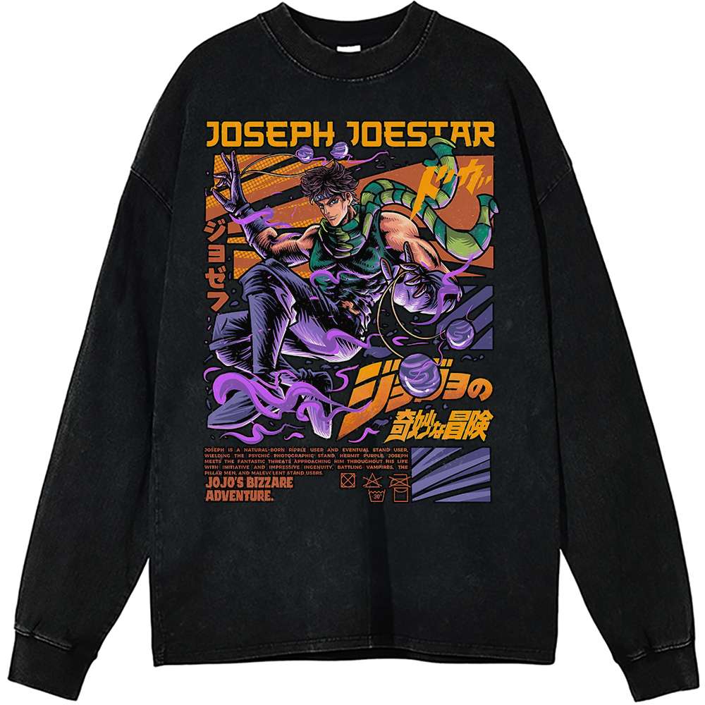 Joseph Joestar Long Sleeve, JoJo's Bizarre Adventure Long Sleeve, Anime Long Sleeve, Vintage Long Sleeve Tee