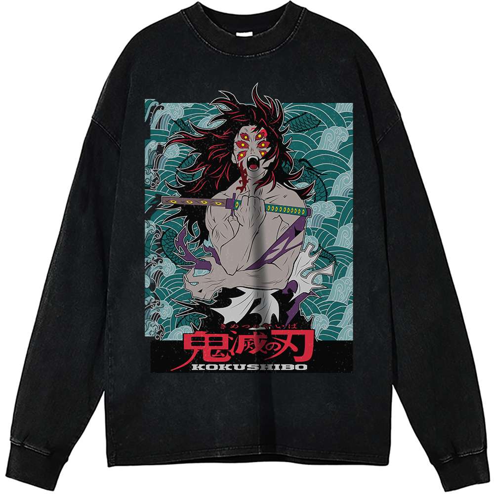 Kokushibo Long Sleeve, Demon Slayer Long Sleeve, Anime Long Sleeve, Vintage Long Sleeve Tee