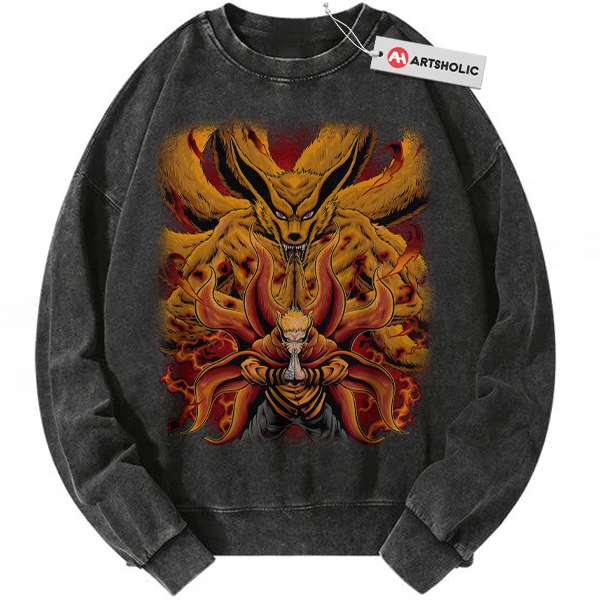 Kurama Sweatshirt, Naruto Uzumaki Sweatshirt, Anime Sweatshirt, Vintage Sweatshirt