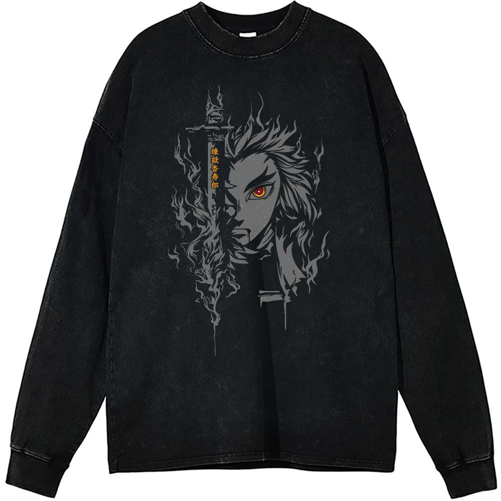 Kyojuro Rengoku Long Sleeve, Demon Slayer Long Sleeve, Anime Long Sleeve, Vintage Long Sleeve Tee