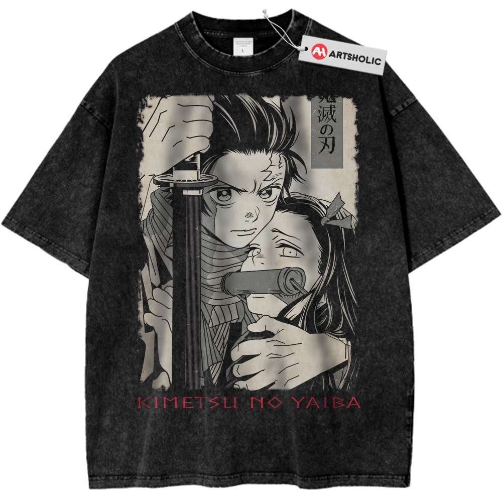 Nezuko Shirt, Tanjiro Kamado Shirt, Demon Slayer Shirt, Anime Vintage T-Shirt