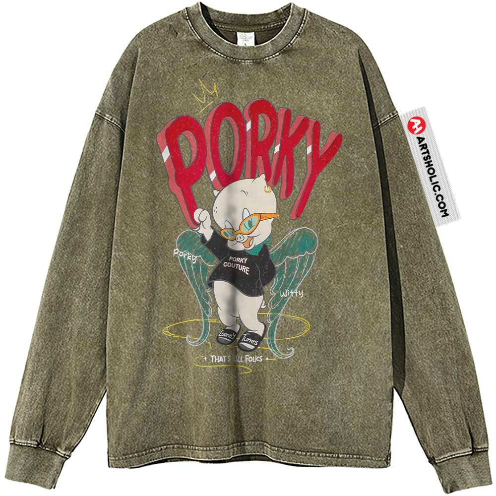 Porky Pig Long Sleeve, Looney Tunes Long Sleeve, Animated Long Sleeve, Vintage Long Sleeve Tee