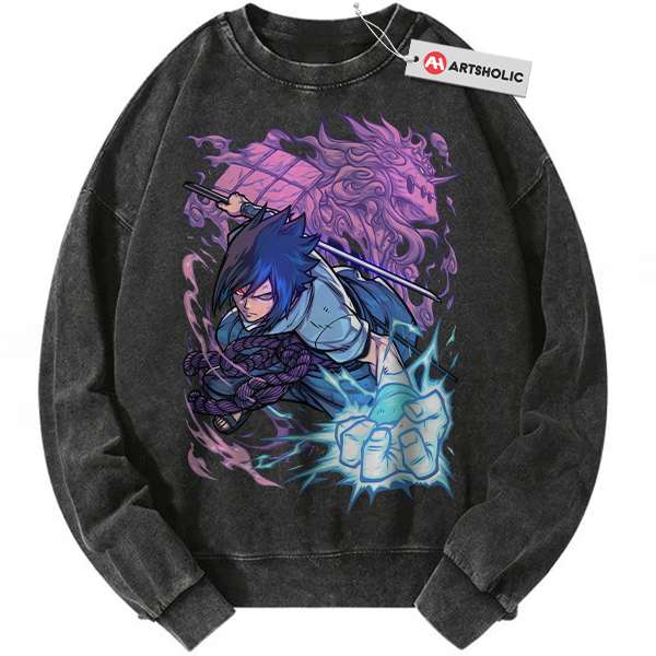 Sasuke Uchiha Sweatshirt, Naruto Sweatshirt, Anime Sweatshirt, Vintage Sweatshirt