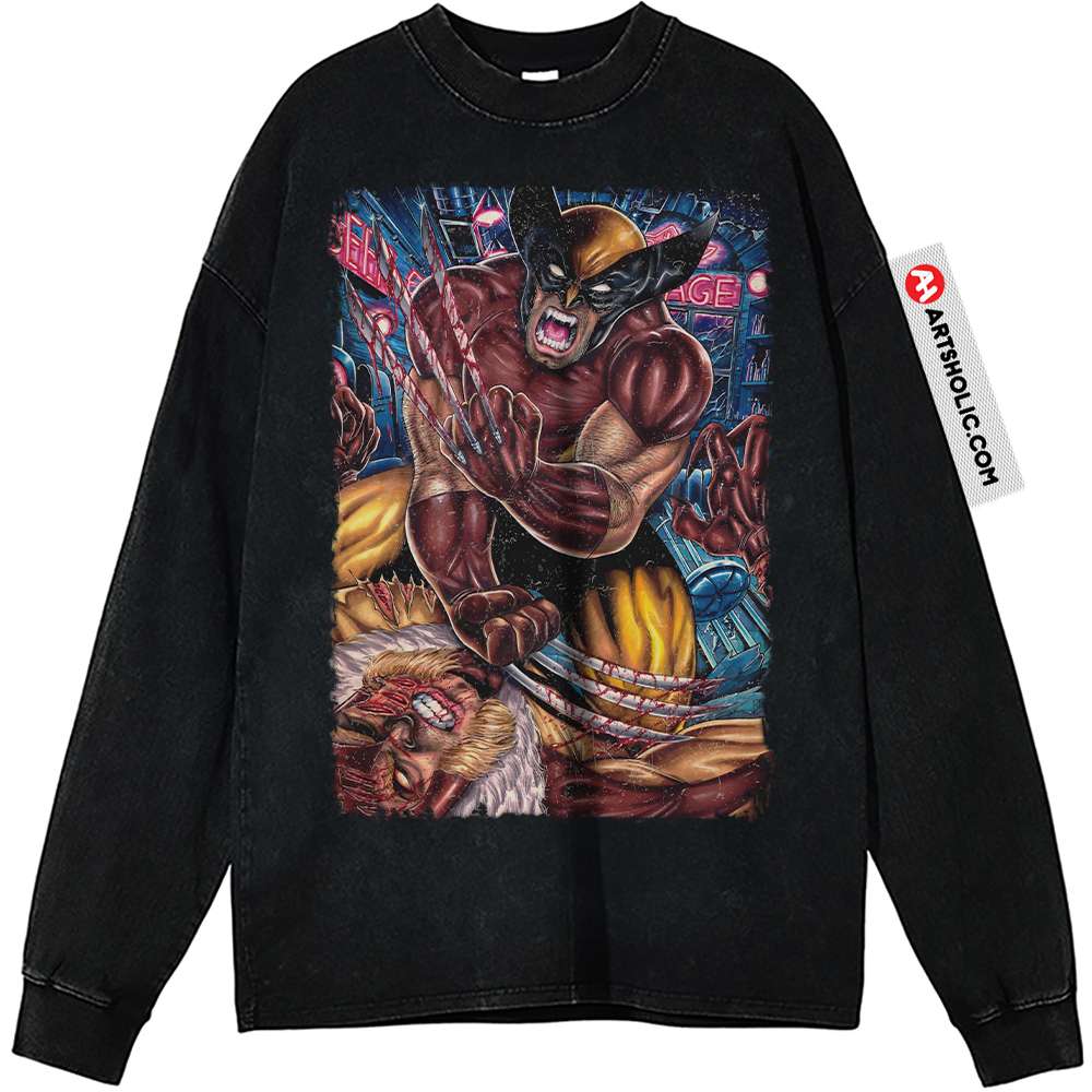 Wolverine Vs. Sabretooth Long Sleeve, X-Men Long Sleeve, Marvel Comics Long Sleeve, Long Sleeve Tee