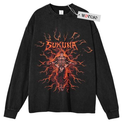 Sukuna Long Sleeve Tee, Jujutsu Kaisen Anime Long Sleeve Tee, Long Sleeve Tee