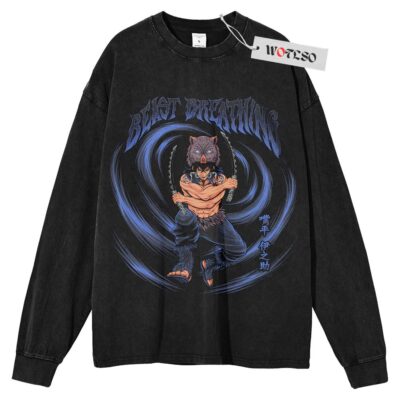 Inosuke Long Sleeve Tee, Kimetsu no Yaiba Anime Long Sleeve Tee, Long Sleeve Tee