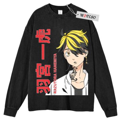 Kazutora Hanemya Long Sleeve Tee, Tokyo Revengers Anime Long Sleeve Tee, Long Sleeve Tee