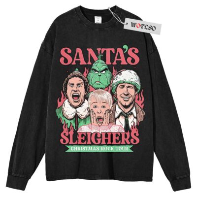 The Grinch, Buddy the Elf, Clark Griswold, Kevin McCallister, Home Alone Long Sleeve Tee, Santa's Sleighers Christmas Long Sleeve Tee, Long Sleeve Tee