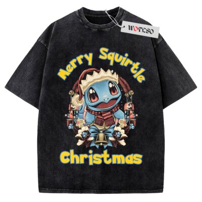 Pokemon Shirt, Merry Squirtle Christmas Christmas Shirt, Vintage Tee