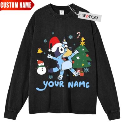 Bluey Long Sleeve Tee, Bluey Christmas Long Sleeve Tee, Bluey aldut shirt, Long Sleeve Tee