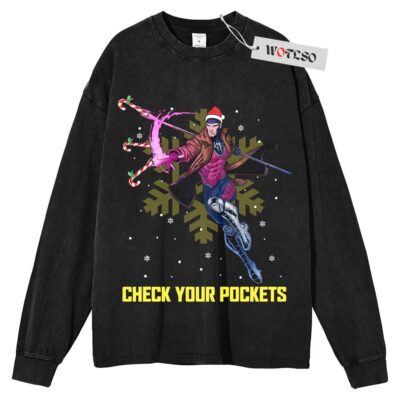 Gambit Sweater, Gambit Christmas Sweater, Marvel Sweater, Christmas Movie Sweater, Long Sleeve Sweater