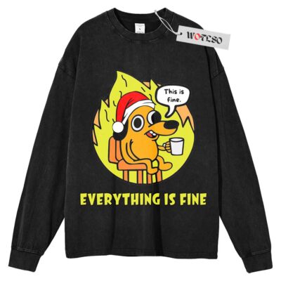 This is fine meme Sweater, Funny Meme Sweater, Christmas Meme Sweater, Adult Christmas Sweater, Long Sleeve Sweater