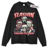 Slashing Through the Snow Sweater, Holiday Sweater, Christmas Movie Sweater, Adult Sweater, Long Sleeve Sweater