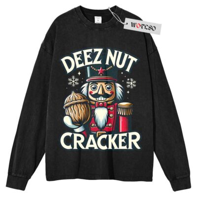 Deez Nut Cracker Sweater, Holiday Sweater, Christmas Movie Sweater, Adult Sweater, Long Sleeve Sweater