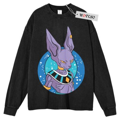 Beerus Sweater, DBZ Sweater, Son Goku Sweater, Anime Adult Sweater, Long Sleeve Sweater