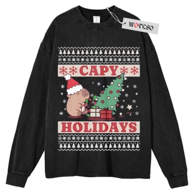 Cappy Holidays Sweater, Adult Sweater, Funny Sweater, Christmas Sweater, Long Sleeve Sweater