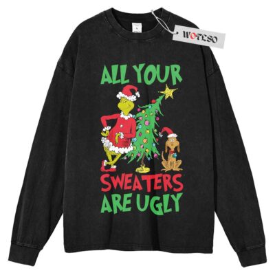 The Grinch Sweater, Holiday Sweater, Adult Sweater, Christmas Sweater, Long Sleeve Sweater