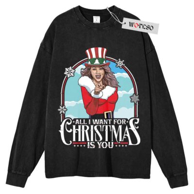 All I want for Christmas is you Sweater, Mariah Carey Sweater, Christmas Song Sweater, Christmas Sweater, Long Sleeve Sweater