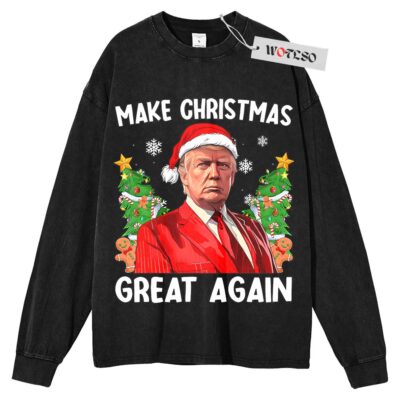 Make Christmas Great Again Sweater, Donald Trump Sweater, Holiday Sweater, Christmas Adult Sweater, Long Sleeve Sweater