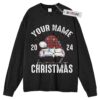 Santa Hat Custom name Sweater, Holiday Sweater, Adult Sweater, Christmas Sweater, Long Sleeve Sweater