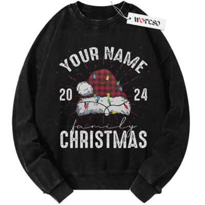 Santa Hat Custom name Sweater, Holiday Sweater, Adult Sweater, Christmas Sweater, Vintage Sweater