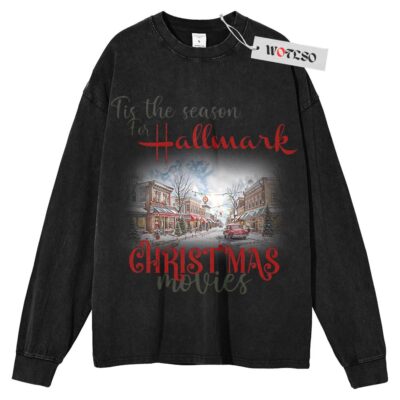 Tis the Season for Hallmark Christmas Movies Sweater, Cozy Holiday Clipart for Apparel Sweater, Christmas Season Sweater, Holiday Sweater, Long Sleeve Sweater