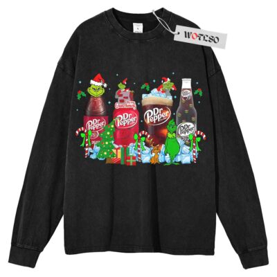 Dr pepper grinchmas Sweater, Dr pepper coke Christmas party Sweater, Christmas Sweater, Holiday Sweater, Long Sleeve Sweater