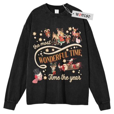 The Most Wonderful Time of The Year Sweater, Winter Retro Sweater, Believe in Santa Sweater, Christmas Sweater, Long Sleeve Sweater