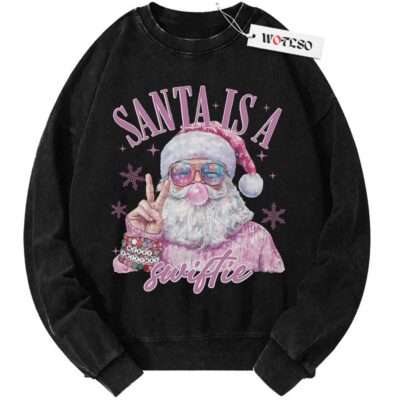 Santa Is A Swiftie Sweater, Taylor Swift Sweater, Christmas Sublimation Sweater, Funny Christmas Sweater, Vintage Sweater