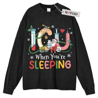 Christmas Nurse Sweater, ICU When You're Sleeping Sweater, Christmas Sweater, Adult Sweater, Long Sleeve Sweater