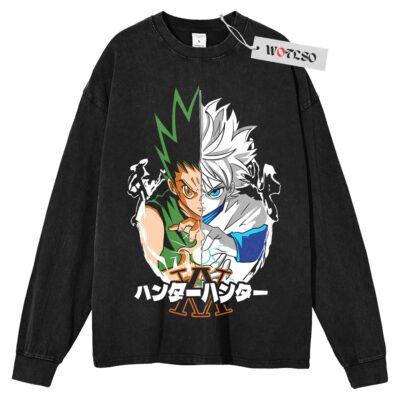 Hunter x Hunter Sweater, Killua Zoldyck Sweater, Gon Freecss Sweater, Adult Anime Sweater, Long Sleeve Sweater