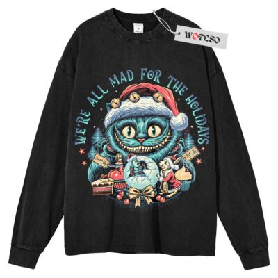 Alice in Wonderland Sweater, Cheshire Cat Sweater, Xmas Gift Sweater, Adult Christmas Gift Sweater, Long Sleeve Sweater