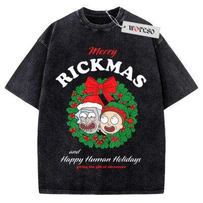 Rick and Morty Shirt, Merry Rickmas Shirt, Adult Cartoon Shirt, Christmas Shirt, Vintage Tee