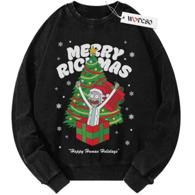 Rick and Morty Sweater, Merry Rickmas Sweater, Adult Cartoon Sweater, Christmas Sweater, Vintage Sweater