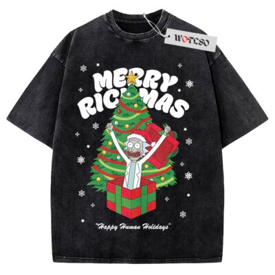 Rick and Morty Shirt, Merry Rickmas Shirt, Adult Cartoon Shirt, Christmas Shirt, Vintage Tee