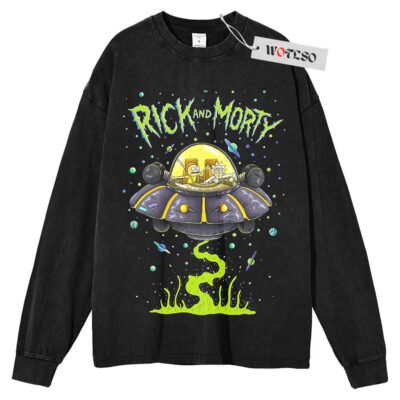 Rick and Morty Sweater, Merry Rickmas Sweater, Adult Cartoon Sweater, Christmas Sweater, Long Sleeve Sweater