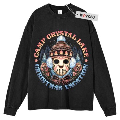 Jason voorhees Sweater, Friday of the 13th Sweater, Christmas Movie Sweater, Horror movie Sweater, Long Sleeve Sweater