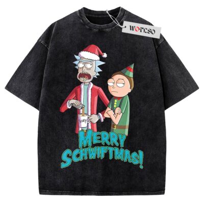 Rick and Morty Shirt, Merry Rickmas Shirt, Adult Cartoon Shirt, Christmas Shirt, Vintage Tee