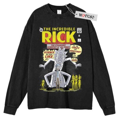 Rick and Morty Sweater, Merry Rickmas Sweater, Adult Cartoon Sweater, Christmas Sweater, Long Sleeve Sweater