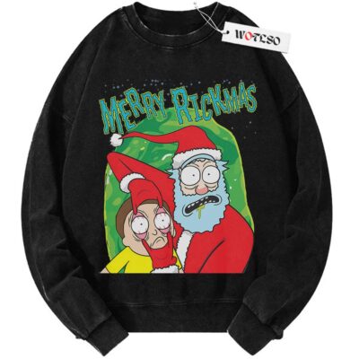 Rick and Morty Sweater, Merry Rickmas Sweater, Adult Cartoon Sweater, Christmas Sweater, Vintage Sweater