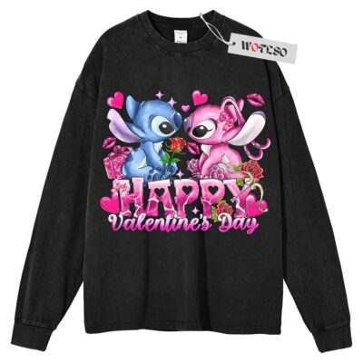 Stitch Valentine Sweater, Valentine Couple Gift Sweater, Gift for him Sweater, Gift for her Sweater, Long Sleeve Sweater